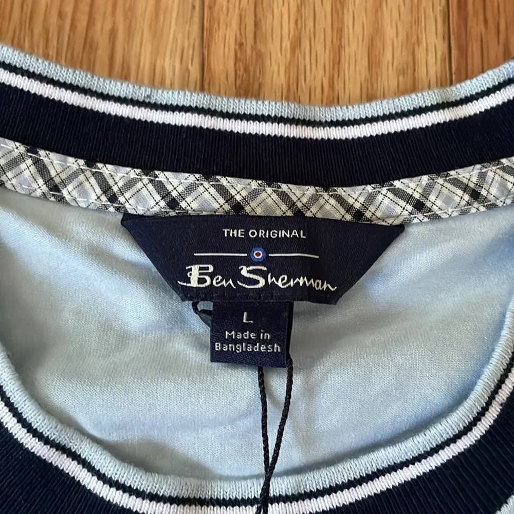 Ben Sherman Crewneck Short Sleeve T Shirt Mens Large Blue Casual NWT - Picture 2 of 9